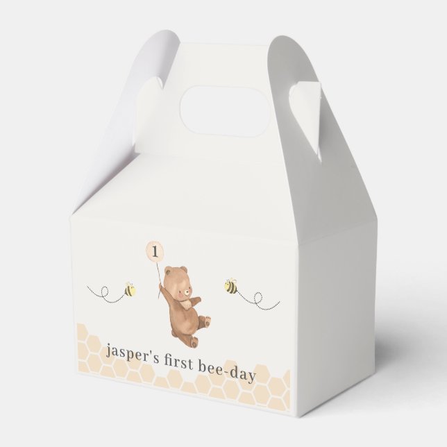 Honey Bear First Bee-day Favor Boxes (Front Side)