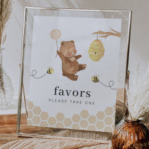 Honey Bear First Bee-day Favors Sign