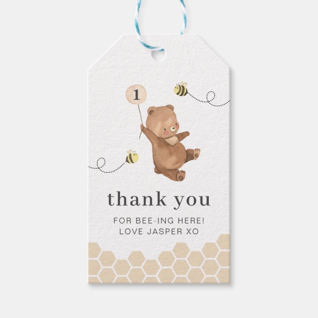 Honey Bear First Bee-day Gift Tags (Front)