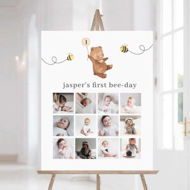 Honey Bear First Bee-Day Photo Collage Foam Board (Creator Uploaded)