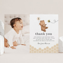 Honey Bear First Bee-Day Photo Thank You Card