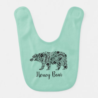 Honey Bear Floral Baby Bib