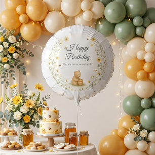 Honey Bear Floral Baby Birthday Balloon