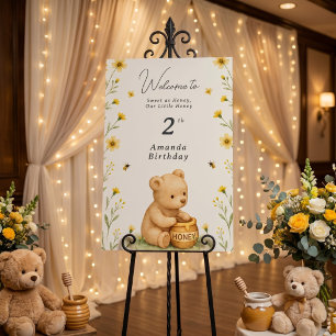 Honey Bear Floral Baby Birthday Foam Board
