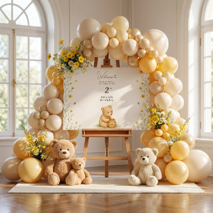 Honey Bear Floral Baby Birthday Foam Board