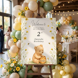Honey Bear Floral Baby Birthday Foam Board