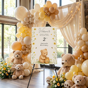 Honey Bear Floral Baby Birthday Foam Board