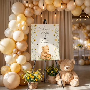 Honey Bear Floral Baby Birthday Foam Board