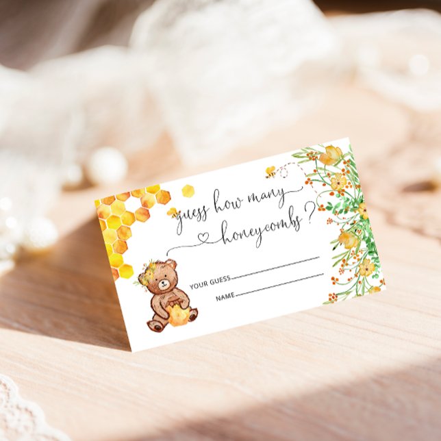Honey Bear Guess How Many Baby Shower Game  Enclosure Card (Creator Uploaded)