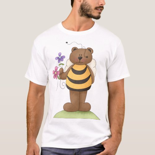 Honey Bear Holding Flowers T_Shirt