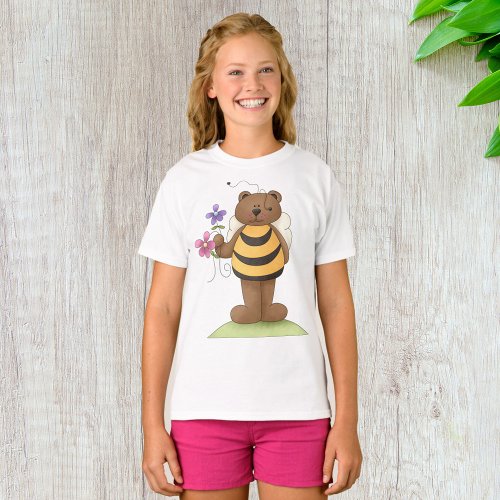 Honey Bear Holding Flowers T_Shirt