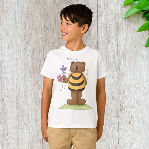 Honey Bear Holding Flowers T_Shirt