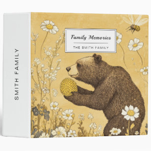 Honey Bear in Wildflower Meadow 3 Ring Binder