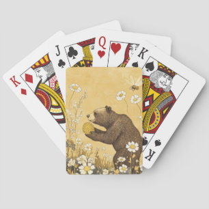 Honey Bear in Wildflower Meadow Poker Cards