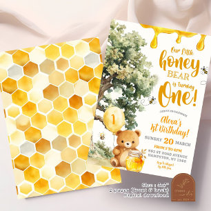 Honey Bear is Turning One Birthday Invitation