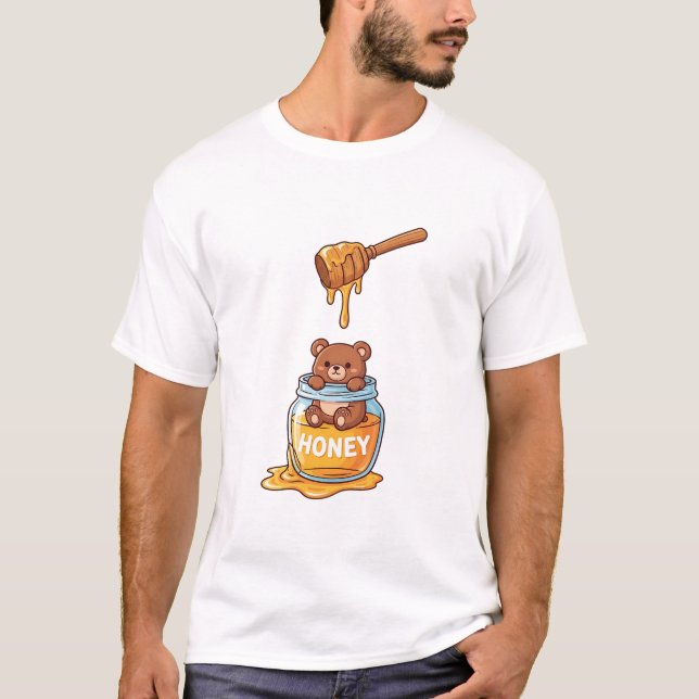 Honey Bear Jar Cute Art T-Shirt (Front)