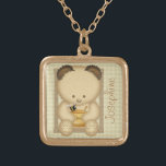 Honey Bear Personalized Necklace<br><div class="desc">This adorable cute fluffy bear is hugging the honey pot and sharing the sweet things in life with his friend the bee! Great gift for a child or to pass on a sweet message to somebody special. Customize this product with a name to make it personal to you. Delete any...</div>