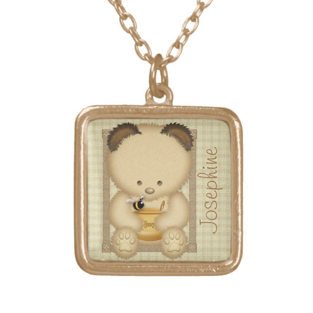 Honey Bear Personalized Necklace (Front)