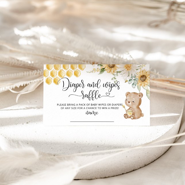 Honey bear, sunflower bee diaper and wipes raffle enclosure card (Creator Uploaded)