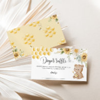 Honey bear, sunflower bee diaper raffle ticket enclosure card