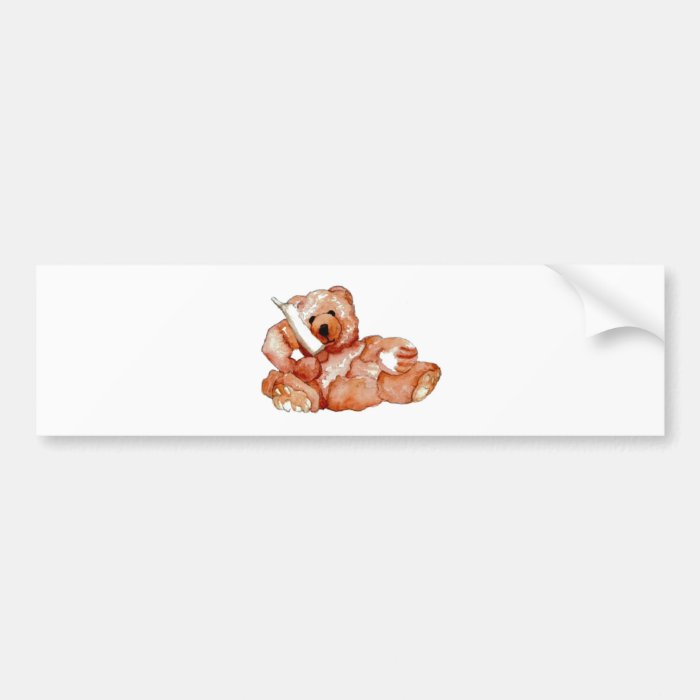 Honey Bear Talking on Phone Teddy Bear Pink Purple Bumper Sticker