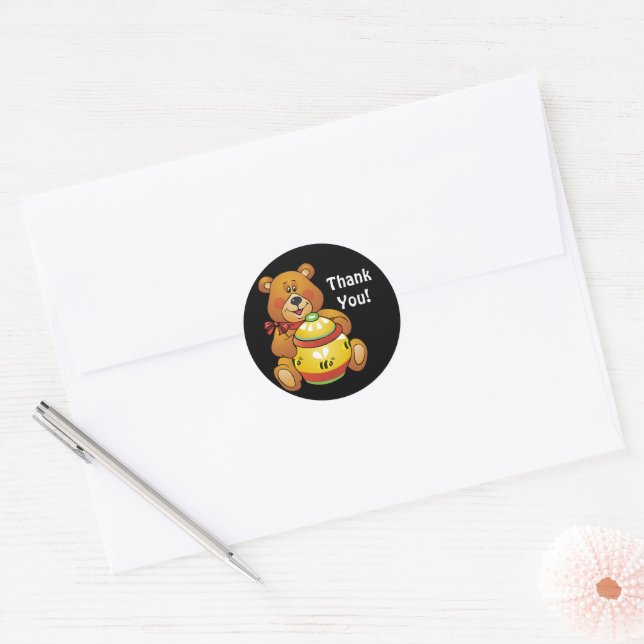 Honey Bear thank you cartoon sticker (Envelope)