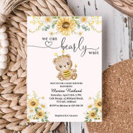 Honey Bear We can Bearly Wait Baby Shower Invitation