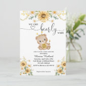 Honey Bear We can Bearly Wait Baby Shower Invitation (Standing Front)