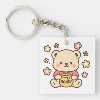 Honey Bear with Honey Pot | Pastel Watercolor Body Keychain