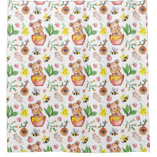 Honey Bears and Bees Shower Curtain