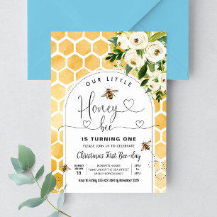 Honey Bee 1st Bee Party Birthday Invitation