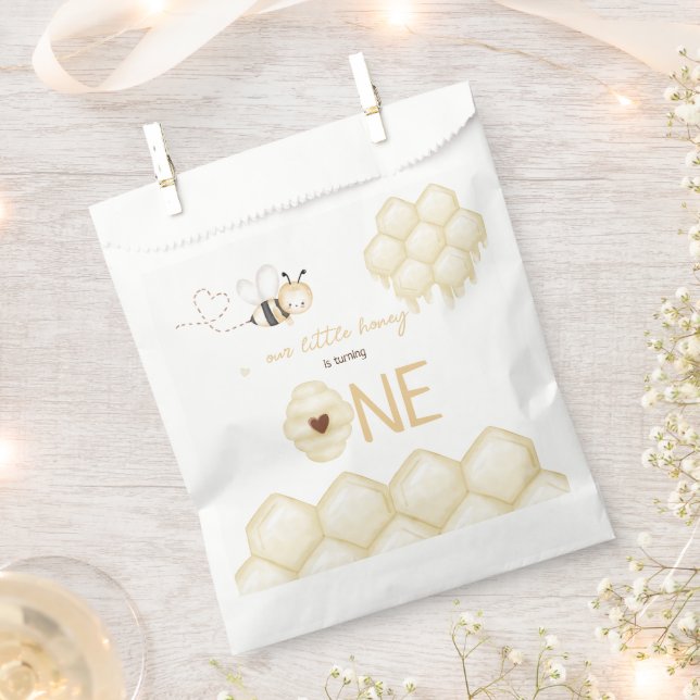 Honey Bee 1st Birthday  Favor Bag (Clipped)
