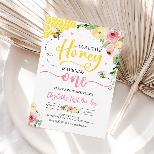 Honey Bee 1st Birthday Party Invitation (Creator Uploaded)