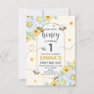 Honey Bee 1st Birthday Party Invitation