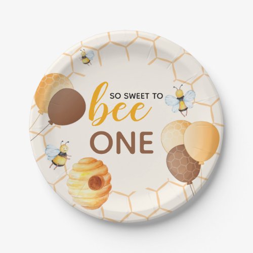 Honey Bee 1st Birthday Party Paper Plates