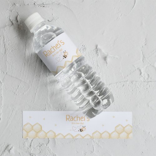 Honey Bee 1st Birthday  Water Bottle Label