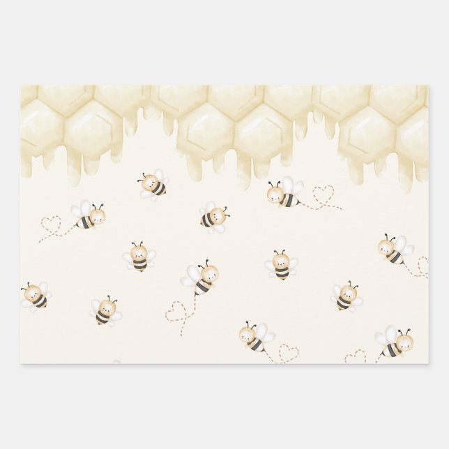 Honey Bee 1st Birthday  Wrapping Paper Sheets (Front 2)
