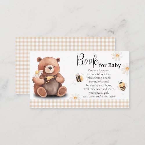  Honey Bee and Bear Book for Baby Baby Shower Enclosure Card