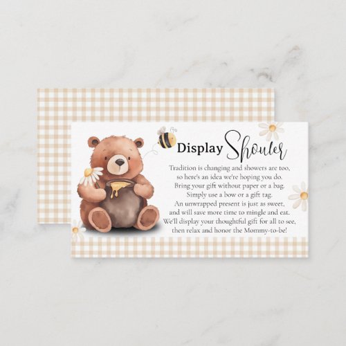  Honey Bee and Bear Display Shower Baby Shower Enclosure Card