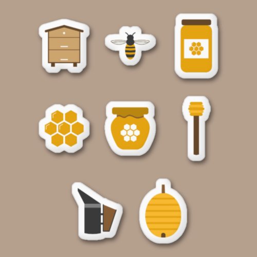 Honey Bee and Beekeeping Set Stickers