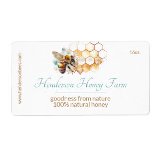 Honey Bee and Comb Label