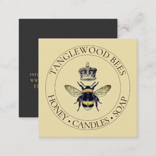 Honey Bee And Crown Apiary Honey Products Square Business Card
