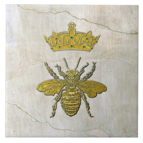 Honey Bee and Crown Ceramic Tile