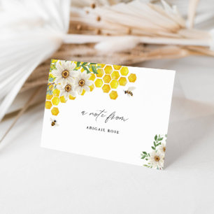 Honey Bee and Daisies-A Note From, Folded Letterpress Thank You Card