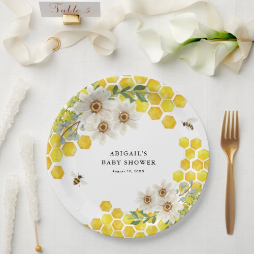 Honey Bee and Daisies Personalized  Paper Plates