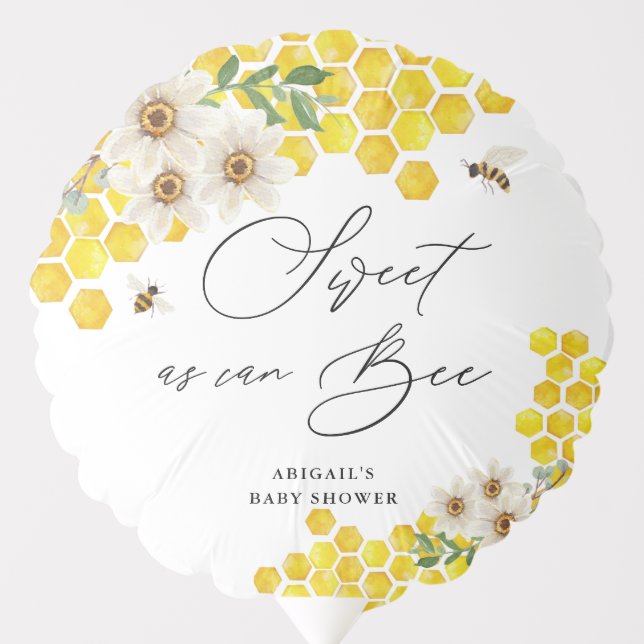 Honey Bee and Daisies Sweet as Can Bee Baby Shower Balloon (Front)