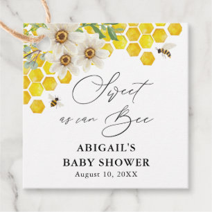 Honey Bee and Daisies Sweet as Can Bee Baby Shower Favor Tags