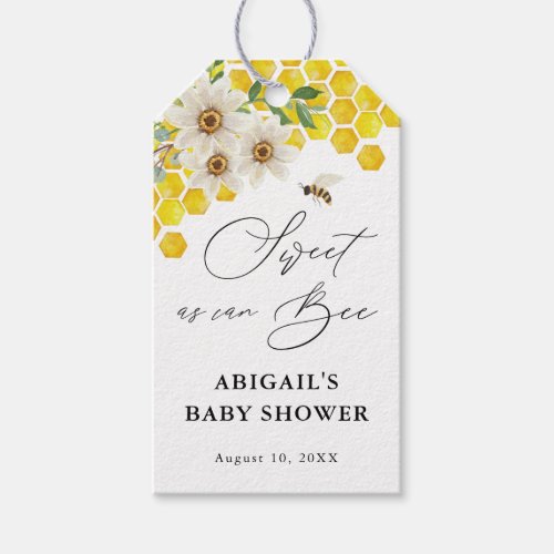 Honey Bee and Daisies Sweet as Can Bee Baby Shower Gift Tags