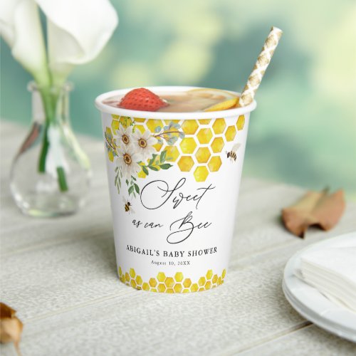 Honey Bee and Daisies Sweet as Can Bee Baby Shower Paper Cups