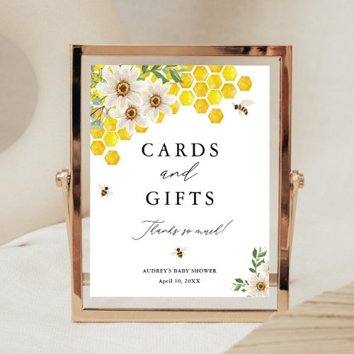Honey Bee and Daisy Cards and Gifts Shower Display Poster